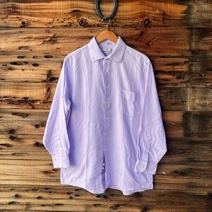 GEOFFREY BEENE | Men's Lavender Button-Up Classic Long Sleeve Shirt 16.5 32/33